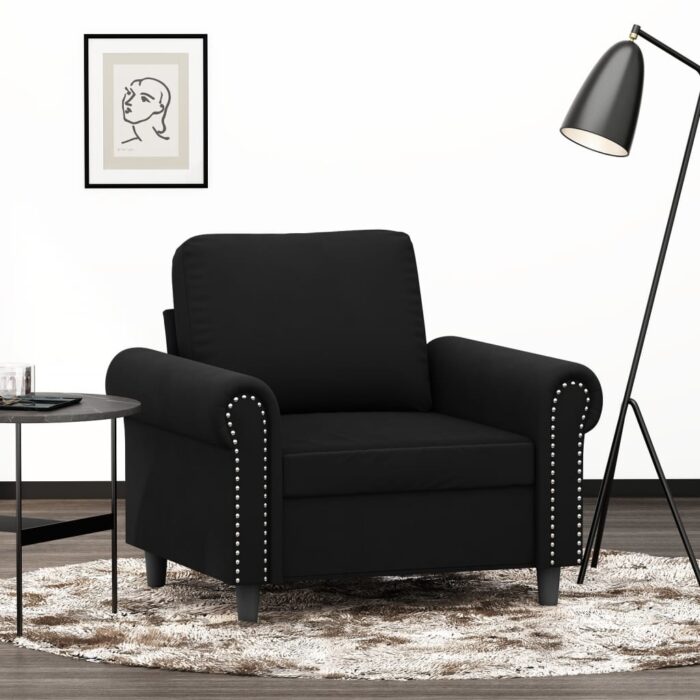 Fauteuil Noir 60 cm Velours – Image 1