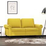 Canapé à 2 places Jaune 120 cm Velours