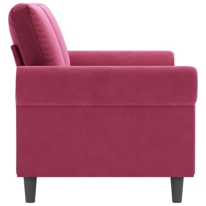 Canapé à 2 places Rouge bordeaux 140 cm Velours – Image 2