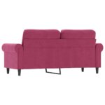Canapé à 2 places Rouge bordeaux 140 cm Velours – Image 3