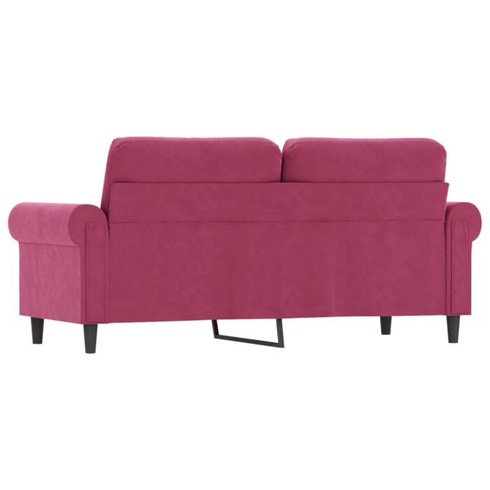 Canapé à 2 places Rouge bordeaux 140 cm Velours – Image 3