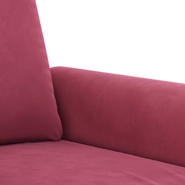 Canapé à 2 places Rouge bordeaux 140 cm Velours – Image 4