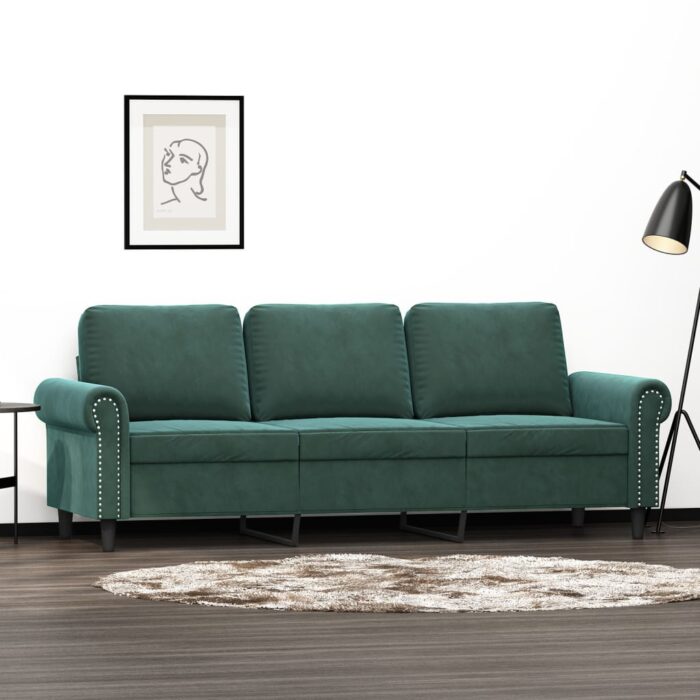 VXL8721012136267_m_en_hd_1.jpg Canapé à 3 places Vert foncé 180 cm Velours – Image 1