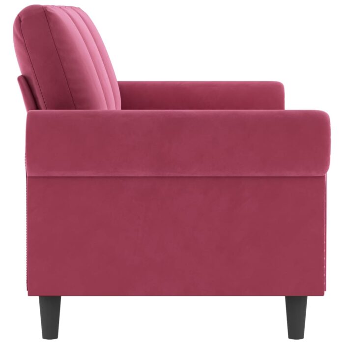 Canapé à 3 places Rouge bordeaux 180 cm Velours – Image 2