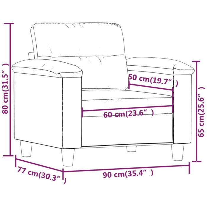 Chaise de canapé crème 60 cm tissu microfibre – Image 6