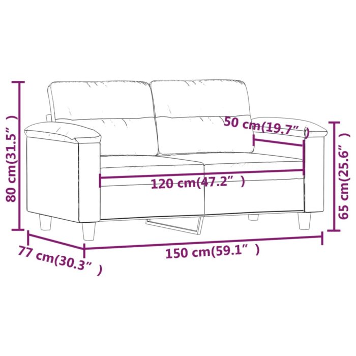 Canapé à 2 places Gris clair 120 cm Tissu microfibre – Image 6
