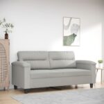 Canapé à 2 places Gris clair 140 cm Tissu microfibre