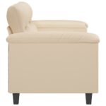 Canapé à 2 places Crème 140 cm Tissu microfibre – Image 2