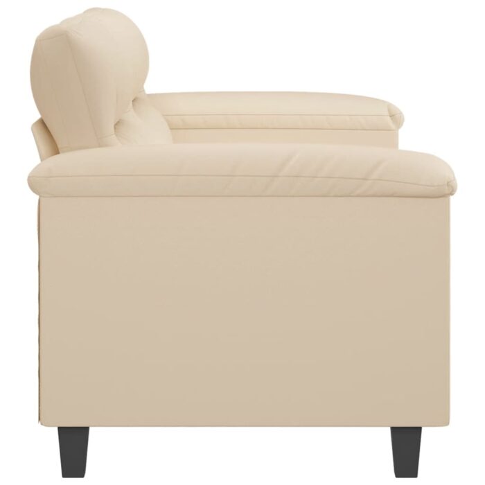 Canapé à 2 places Crème 140 cm Tissu microfibre – Image 2