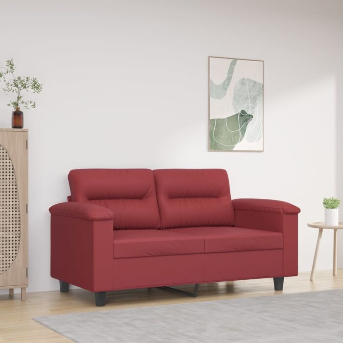 Canapé à 2 places Rouge bordeaux 120 cm Similicuir – Image 1