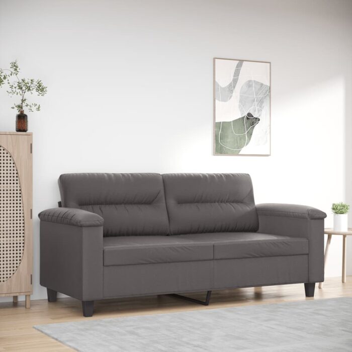 Canapé à 2 places Gris 140 cm Similicuir – Image 1