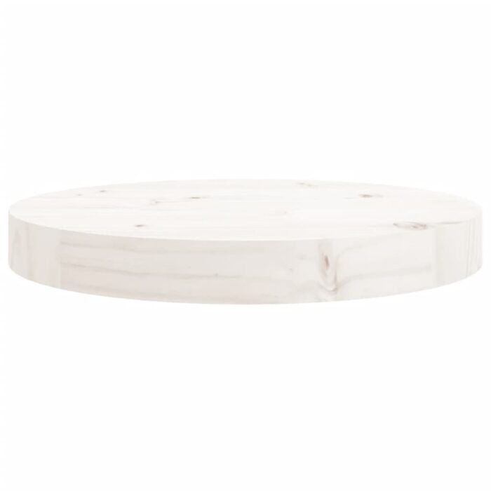 Dessus de table rond blanc Ø30x3 cm bois de pin massif – Image 2