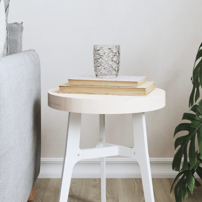 Dessus de table rond blanc Ø30x3 cm bois de pin massif – Image 1