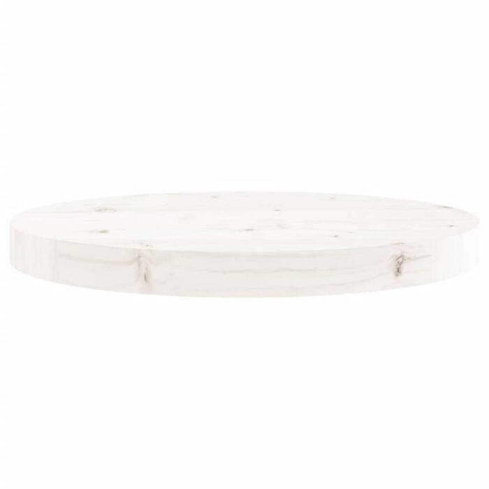 Dessus de table rond blanc Ø40x3 cm bois de pin massif – Image 2