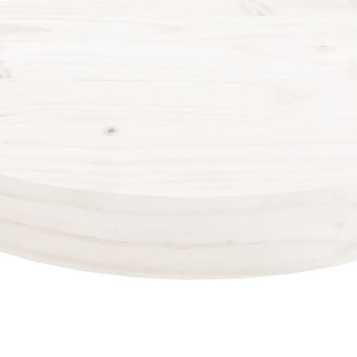 Dessus de table rond blanc Ø40x3 cm bois de pin massif – Image 3