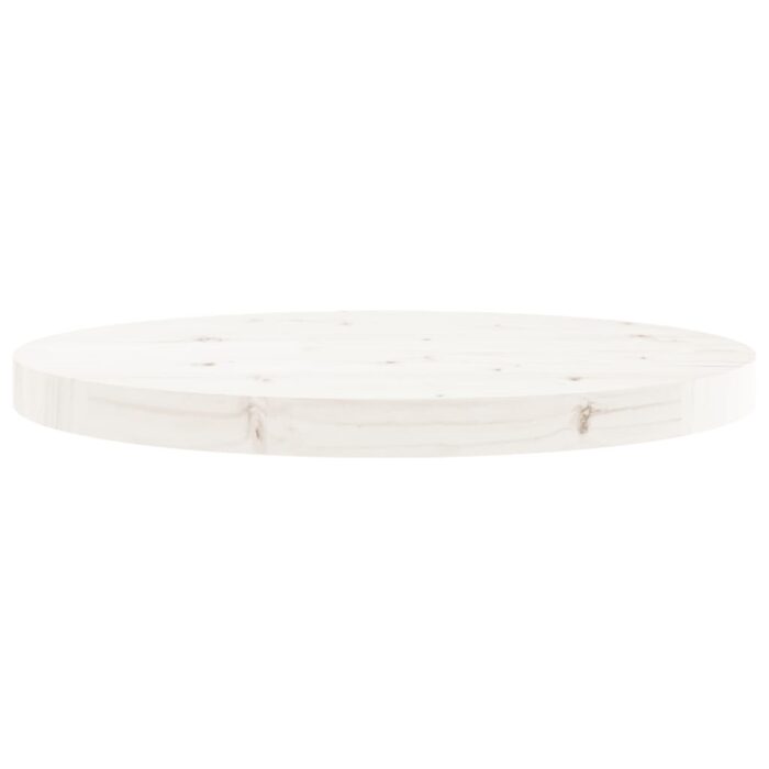 Dessus de table rond blanc Ø50x3 cm bois de pin massif – Image 2