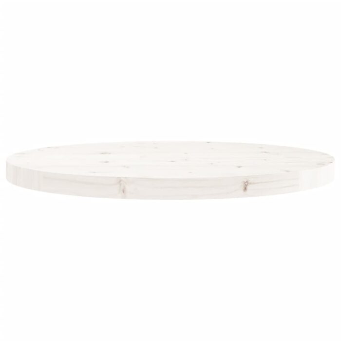 Dessus de table rond blanc Ø60x3 cm bois de pin massif – Image 2
