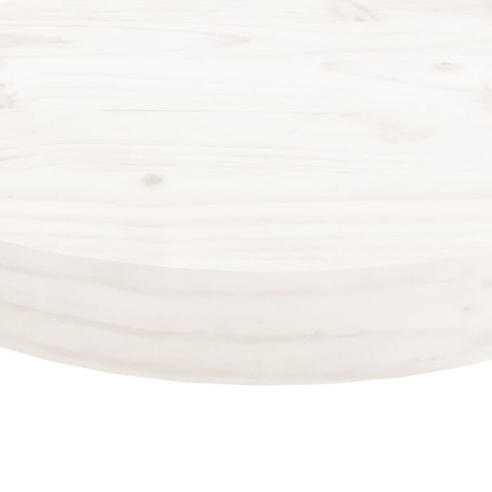 Dessus de table rond blanc Ø60x3 cm bois de pin massif – Image 3