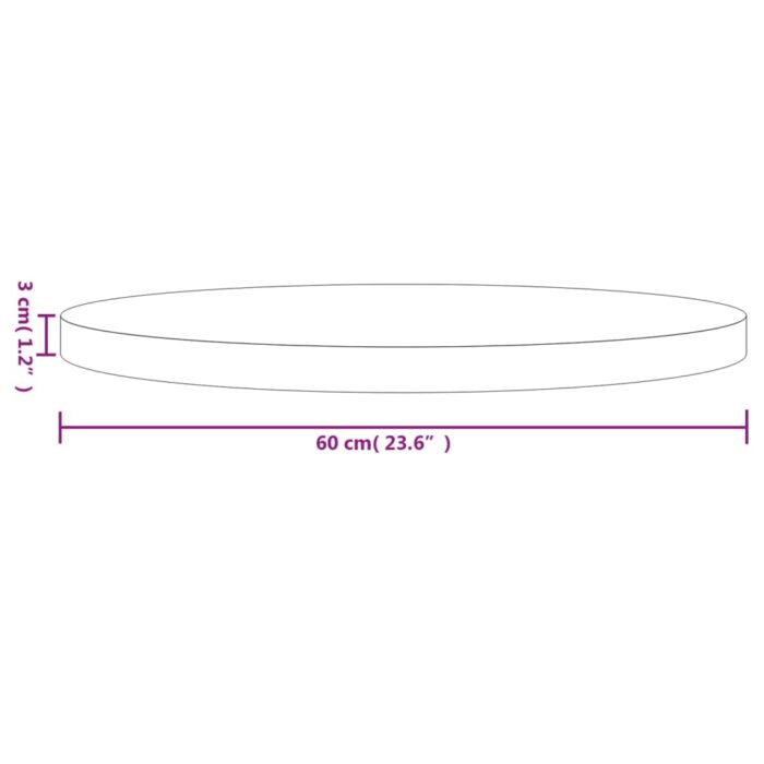 Dessus de table rond blanc Ø60x3 cm bois de pin massif – Image 5
