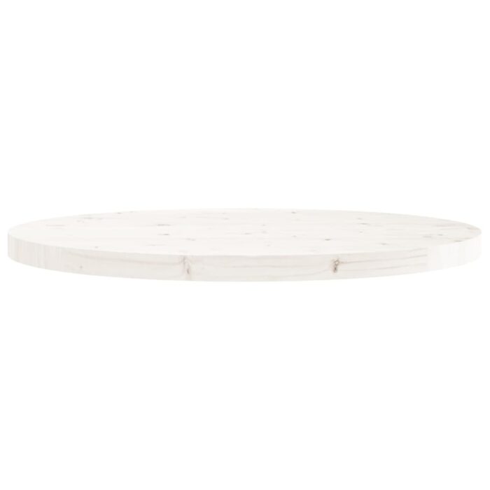 Dessus de table rond blanc Ø70x3 cm bois de pin massif – Image 2