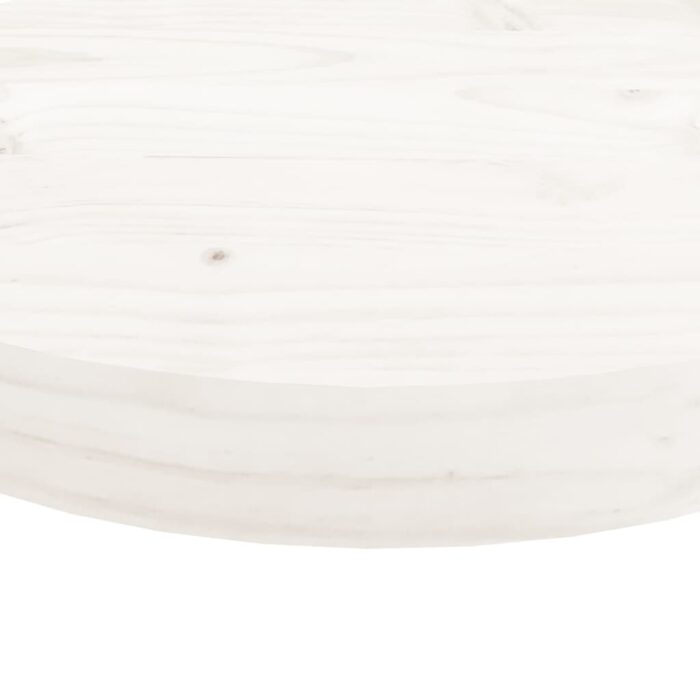 Dessus de table rond blanc Ø70x3 cm bois de pin massif – Image 3