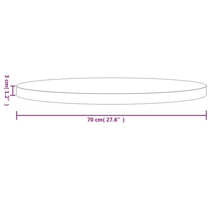 Dessus de table rond blanc Ø70x3 cm bois de pin massif – Image 5