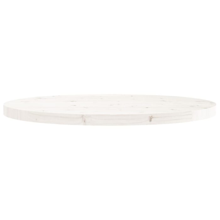 Dessus de table rond blanc Ø80x3 cm bois de pin massif – Image 2