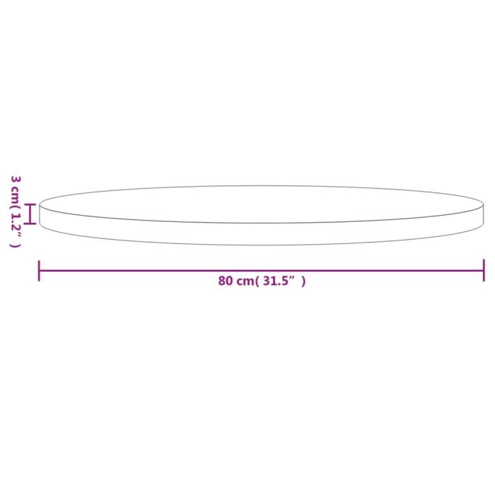 Dessus de table rond blanc Ø80x3 cm bois de pin massif – Image 4