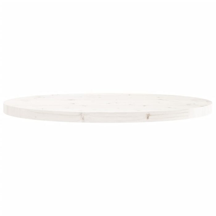 Dessus de table rond blanc Ø90x3 cm bois de pin massif – Image 2