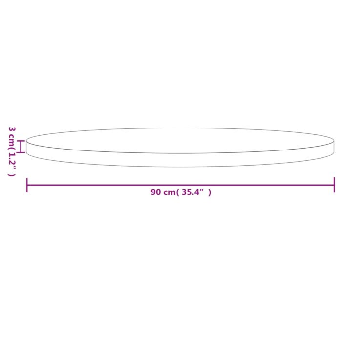 Dessus de table rond blanc Ø90x3 cm bois de pin massif – Image 5