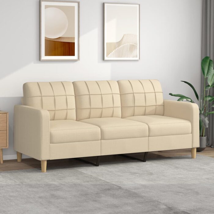 VXL8721012138278_m_en_hd_1.jpg Canapé à 3 places Crème 180 cm Tissu – Image 1