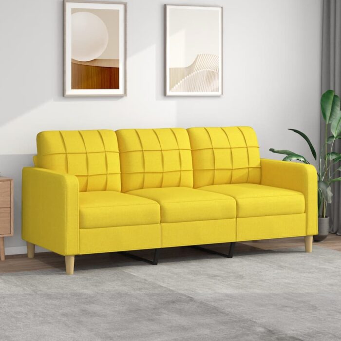 Canapé à 3 places Jaune clair 180 cm Tissu – Image 1