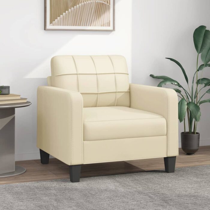 Fauteuil Crème 60 cm Similicuir – Image 1