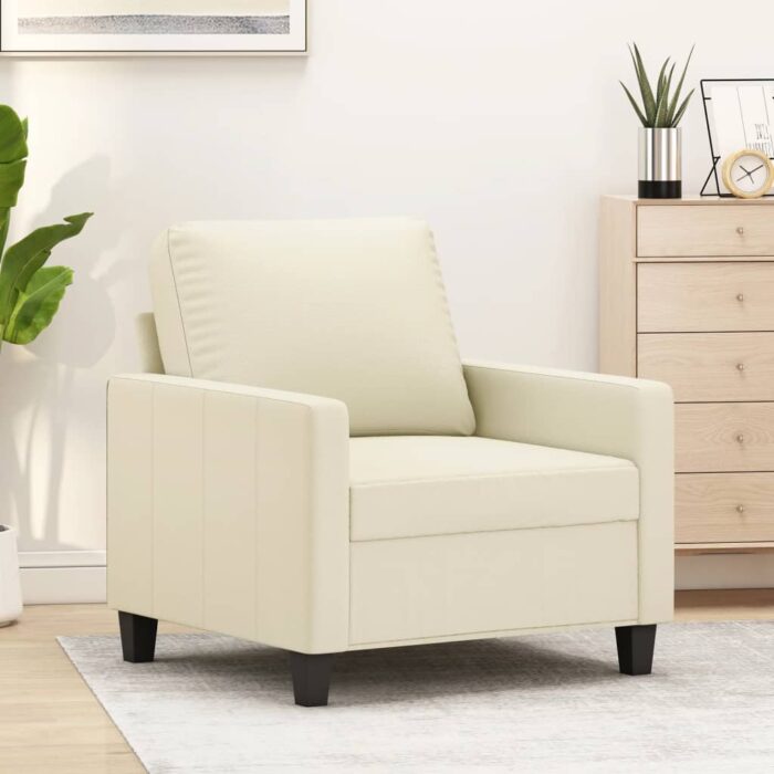 Fauteuil Crème 60 cm Similicuir – Image 1