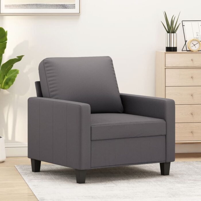 Fauteuil Gris 60 cm Similicuir – Image 1