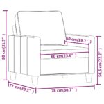 Fauteuil Rouge bordeaux 60 cm Tissu – Image 6