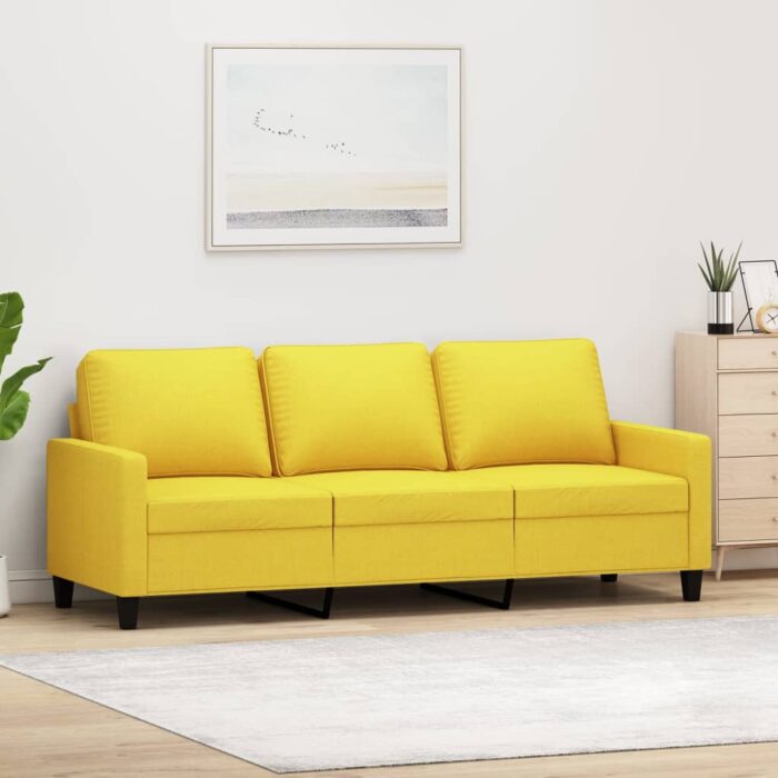 Canapé à 3 places Jaune clair 180 cm Tissu – Image 1