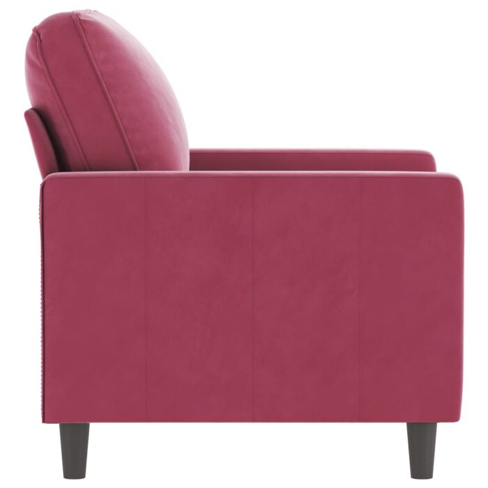 Fauteuil Rouge bordeaux 60 cm Velours – Image 2