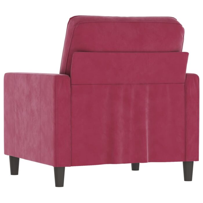 Fauteuil Rouge bordeaux 60 cm Velours – Image 3
