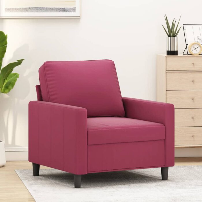 Fauteuil Rouge bordeaux 60 cm Velours – Image 1