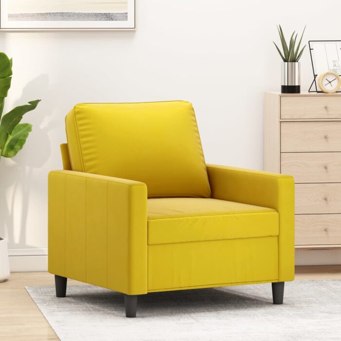 Fauteuil Jaune 60 cm Velours – Image 1