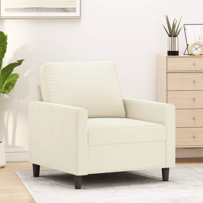 Fauteuil Crème 60 cm Velours – Image 1