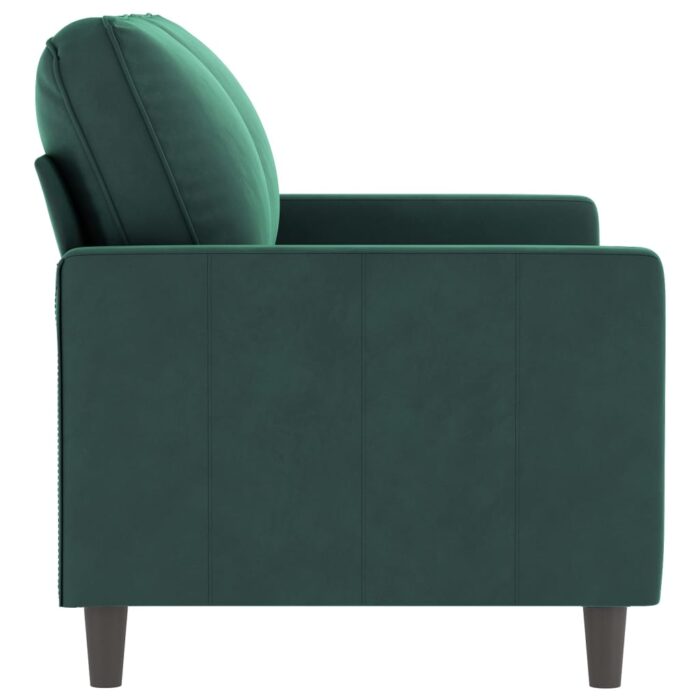 Canapé à 2 places Vert foncé 120 cm Velours – Image 2