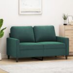 Canapé à 2 places Vert foncé 120 cm Velours