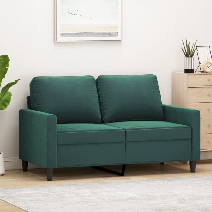 Canapé à 2 places Vert foncé 120 cm Velours – Image 1
