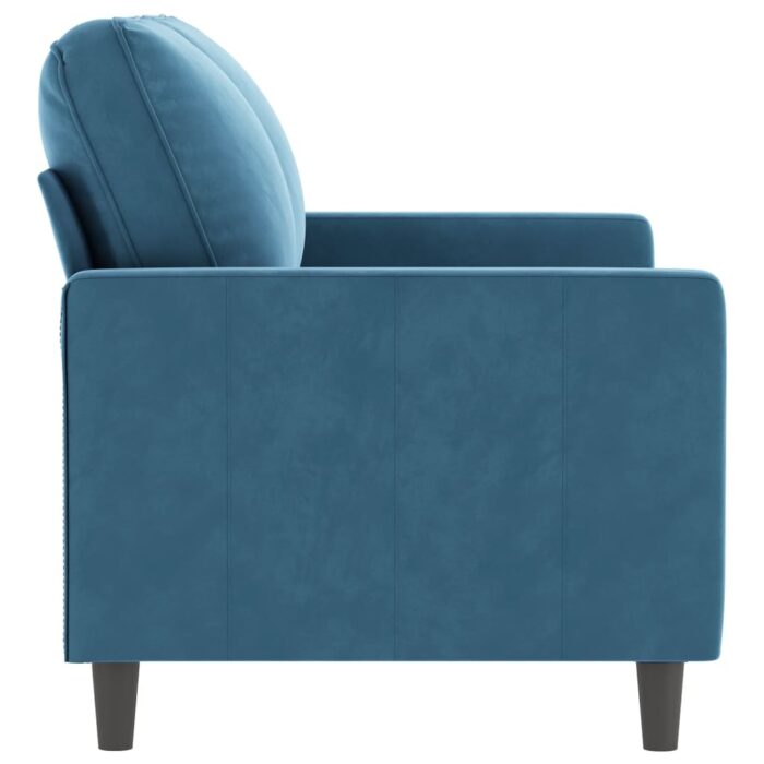 Canapé à 2 places Bleu 120 cm Velours – Image 2