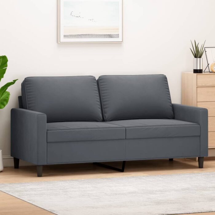 Canapé à 2 places Gris foncé 140 cm Velours – Image 1