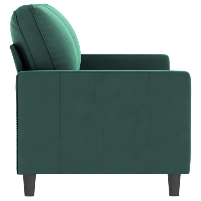 Canapé à 2 places Vert foncé 140 cm Velours – Image 2