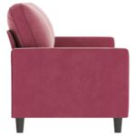 Canapé à 2 places Rouge bordeaux 140 cm Velours – Image 2