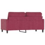 Canapé à 2 places Rouge bordeaux 140 cm Velours – Image 3